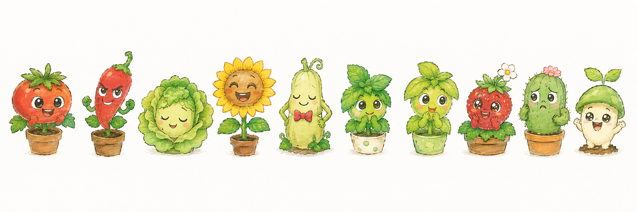 植物萌宠化角色设计图